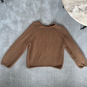Zara Tan Knit Crew Neck Sweater